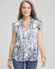 Chico's Butterfly Ruffle Collar Blouse