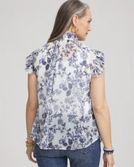 Chico's Butterfly Ruffle Collar Blouse