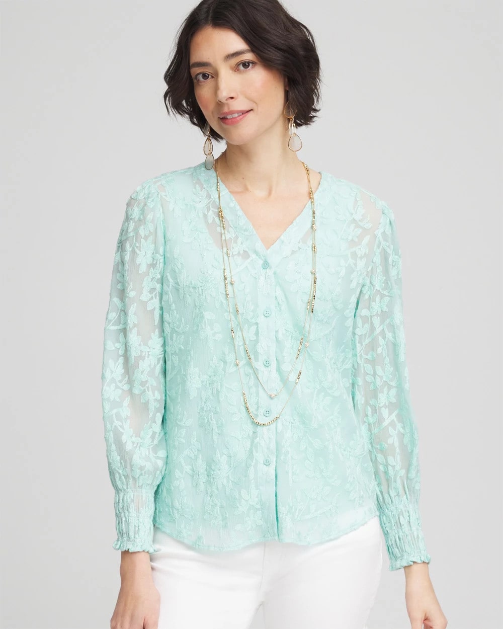 Chico's Sale - Floral Soutache V-Neck Blouse