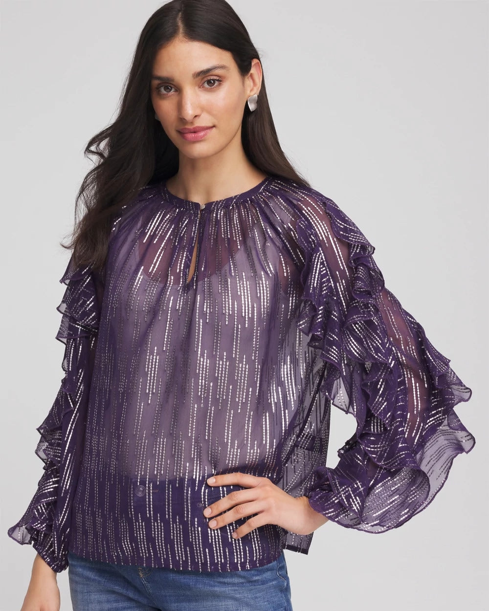 Chico's Outlet - Georgette Ruffle Sleeve Blouse