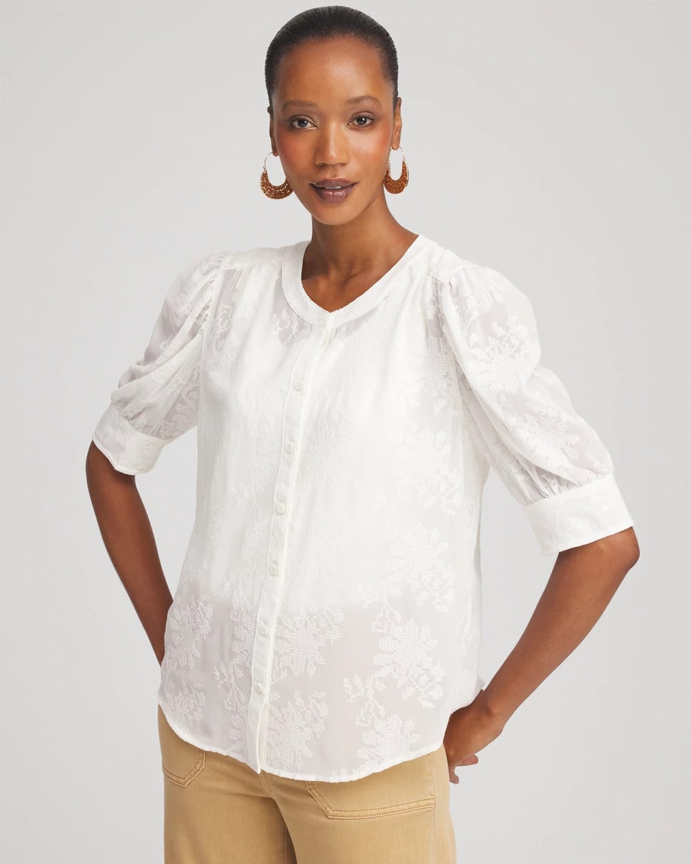 Chico's For Sale - Chiffon Puff Sleeve Shirt