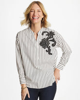 Chico's Discount - Striped Poplin Applique Tunic