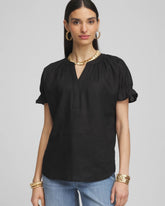 Chico's Linen Flutter-Sleeve Popover Top