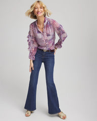 Chico's For Sale - Gingham-Print Georgette Blouse
