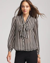 Chico's Sale - Clip-Dot Tie-Front Blouse