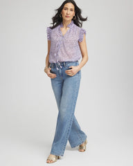 Chico's On Sale - Cheetah Print Ruffle-Collar Blouse