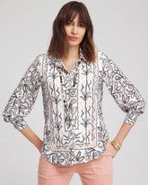 Chico's Outlet - Faux Silk Floral Collared Shirt