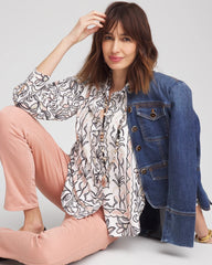 Chico's Outlet - Faux Silk Floral Collared Shirt