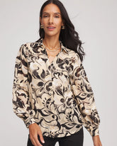 Chico's Floral Burnout Blouson-Sleeve Blouse