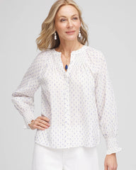 Chico's US - Smocked Split-neck Blouse