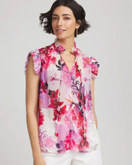 Chico's On Sale - Floral Ruffle Collar Blouse