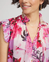 Chico's On Sale - Floral Ruffle Collar Blouse