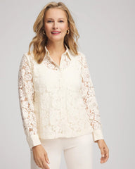 Chico's Outlet - Classic-Fit Collared Lace Shirt