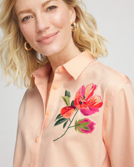 Chico's / No Iron™ Embroidered Floral Short-Sleeve Shirt