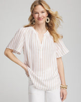 Chico's On Sale - Striped Linen Popover Shirt