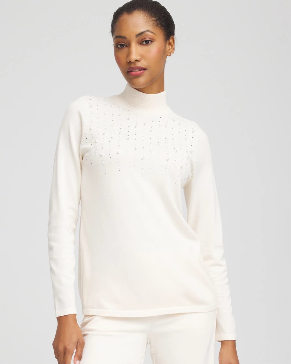 Chico's Discount - Ella Embellished Mockneck Sweater