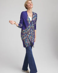 Chico's Sale - Ella Peacock-Print Cardigan Sweater