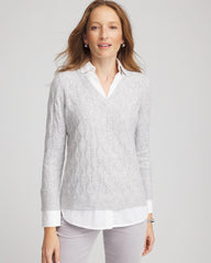 Chico's Discount - Classic Built-In Shirt Knit Sweater
