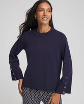 Chico's Outlet - Button Sleeve Crewneck Pullover