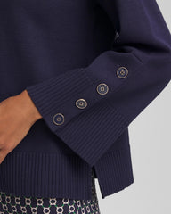 Chico's Outlet - Button Sleeve Crewneck Pullover