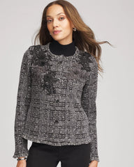 Chico's Discount - Embroidered Metallic Tweed Cardigan