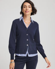 Chico's On Sale - Striped Collared Cardigan Sweater