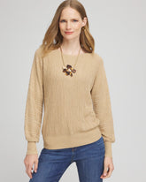 Chico's Discount - Textured Zebra Print Dolman Sleeve Sweater