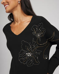 Chico's Sale - Floral Embellished Dolman V-Neck Pullover
