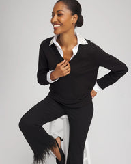 Chico's For Sale - Embellished Layered Collar Shirt Sweater
