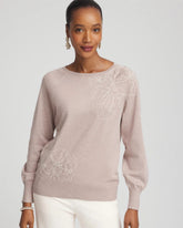 Chico's Embroidered Pull-Over Boatneck Sweater