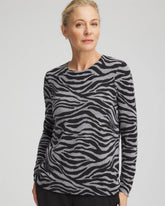 Chico's For Sale - Cashmere Zebra Long-Sleeve Pullover Sweater
