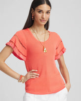 Chico's / Cutout Short-Sleeved Pullover Sweater