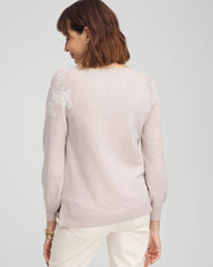 Chico's Embroidered Boatneck Sweater