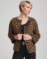 Chico's On Sale - Fuzzy Collarless Animal Print Jacket