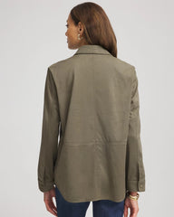 Chico's For Sale - Suede Collared Long-Sleeved Shacket