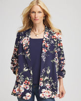 Chico's / Floral Ruched Sleeve Blazer