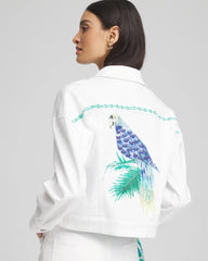 Chico's / Embroidered Relaxed Denim Jacket
