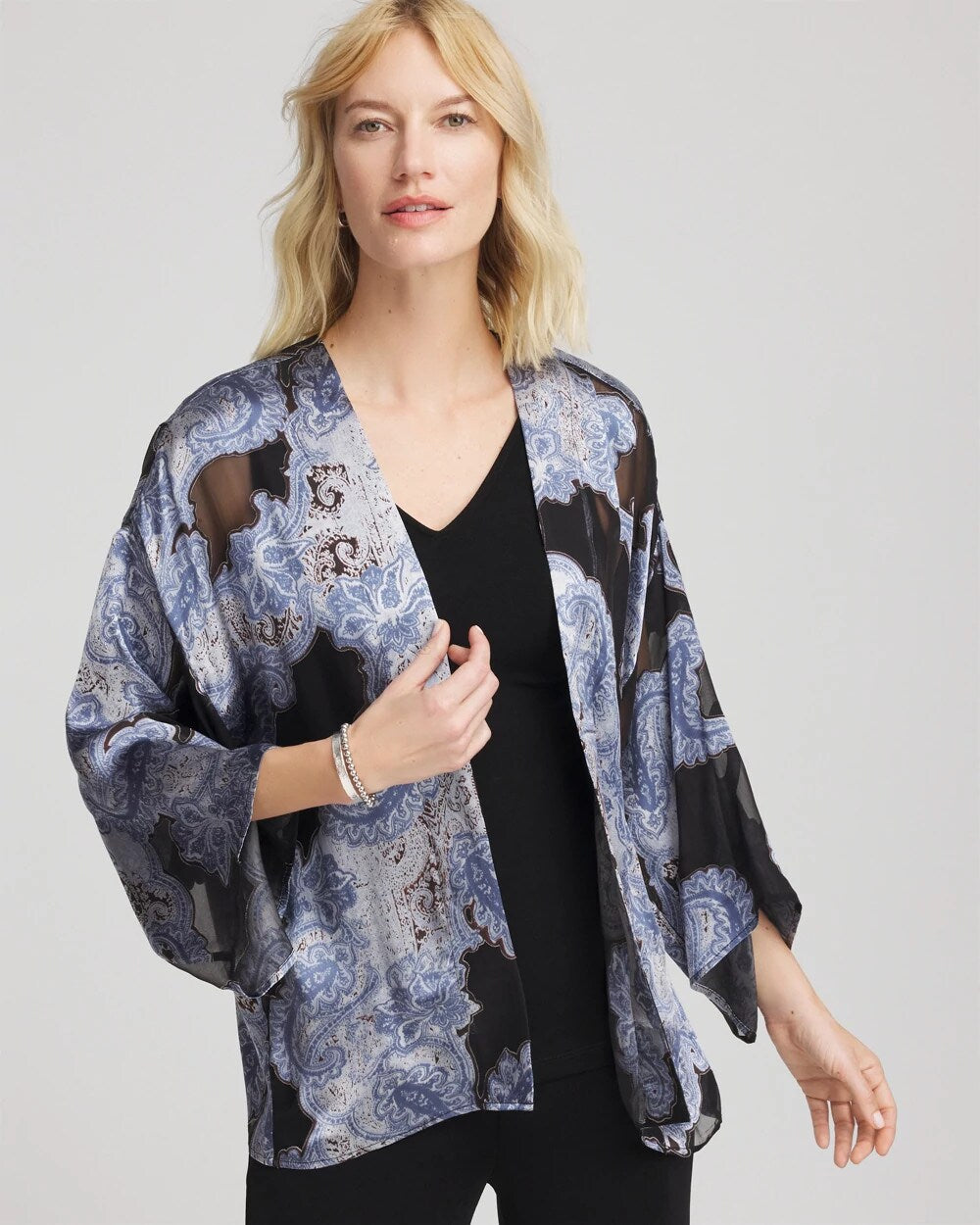 Chico's / Travelers™ Collection Paisley Burnout Jacket