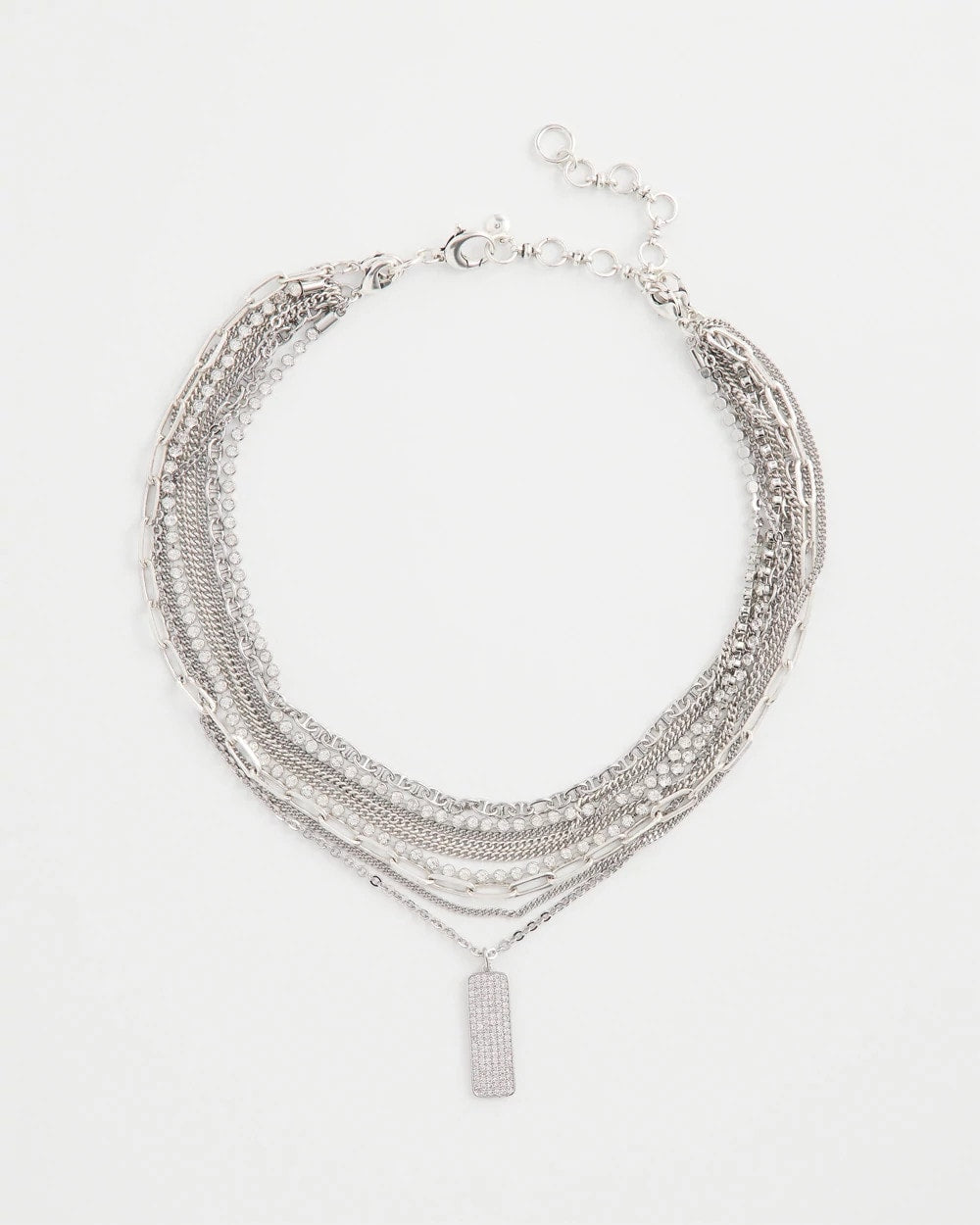 Chico's US - Silver Tone Pave Multistrand Necklace