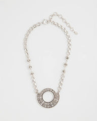 Chico's Sale - Sparkling Silvertone Circle Pendant Necklace