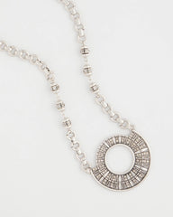 Chico's Sale - Sparkling Silvertone Circle Pendant Necklace