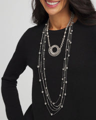 Chico's Sale - Sparkling Silvertone Circle Pendant Necklace
