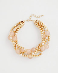 Chico's / Gold Pink Chunky Beaded Necklace
