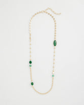 Chico's Green Accent Long Single Strand Necklace