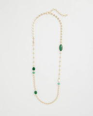 Chico's Green Accent Long Single Strand Necklace