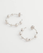 Chico's / Silvertone Beaded Hoop Earrings
