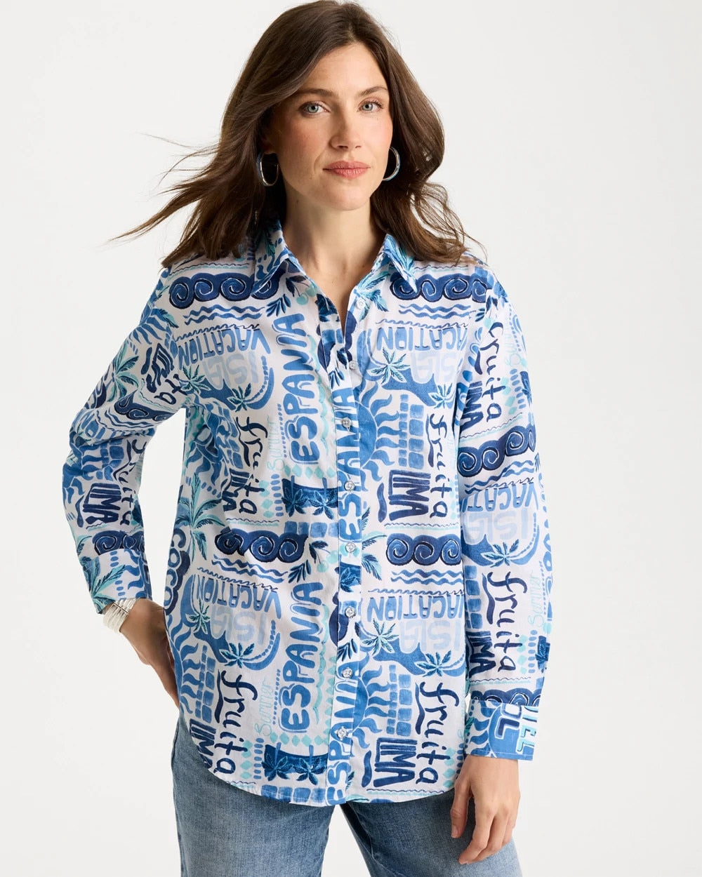 Chico's Discount - Cotton Voile Collared Beach Shirt