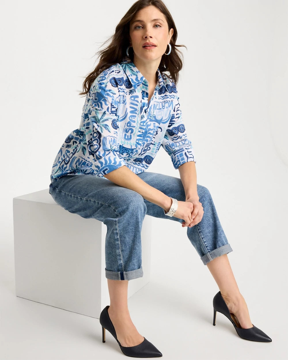 Chico's Discount - Cotton Voile Collared Beach Shirt
