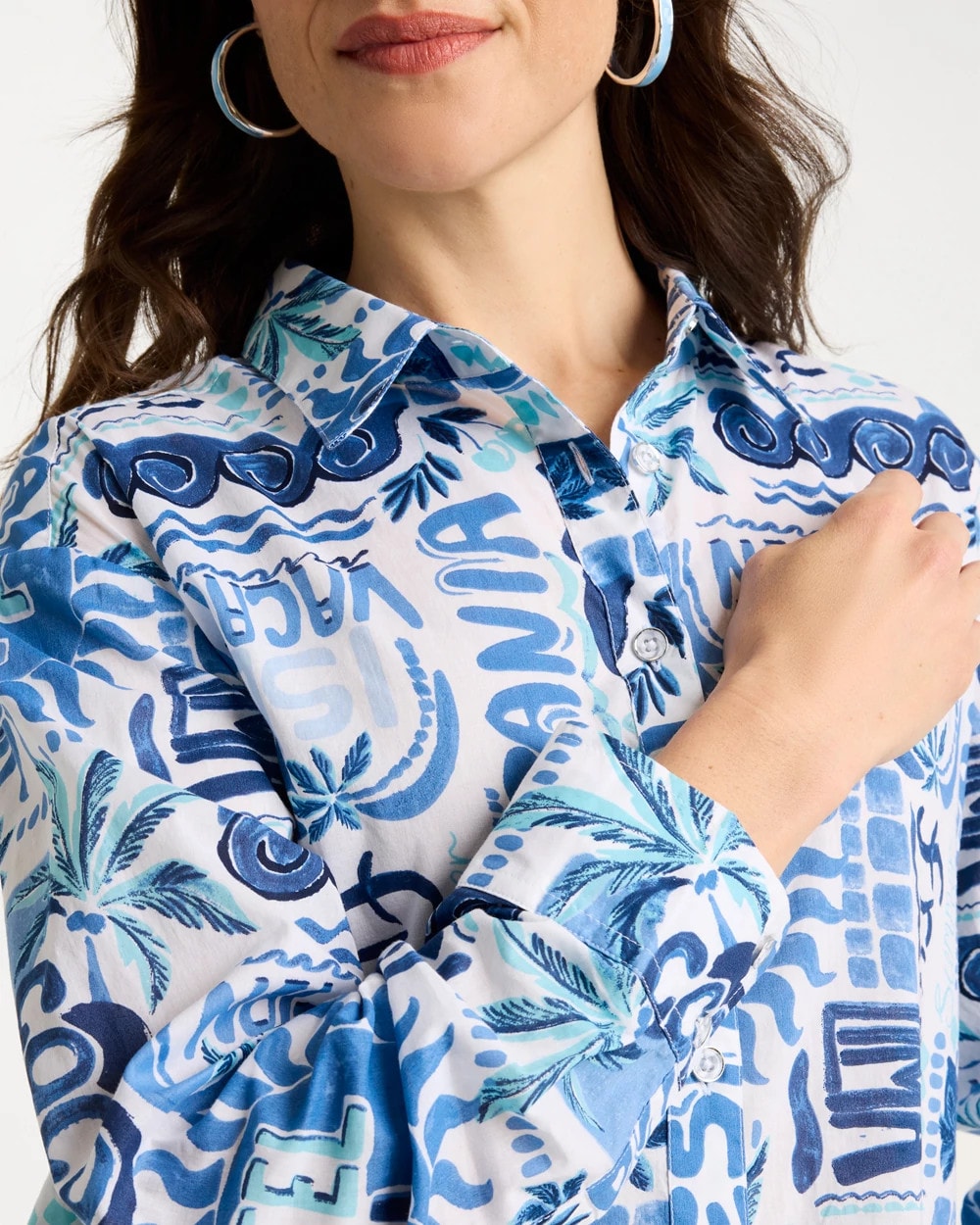 Chico's Discount - Cotton Voile Collared Beach Shirt