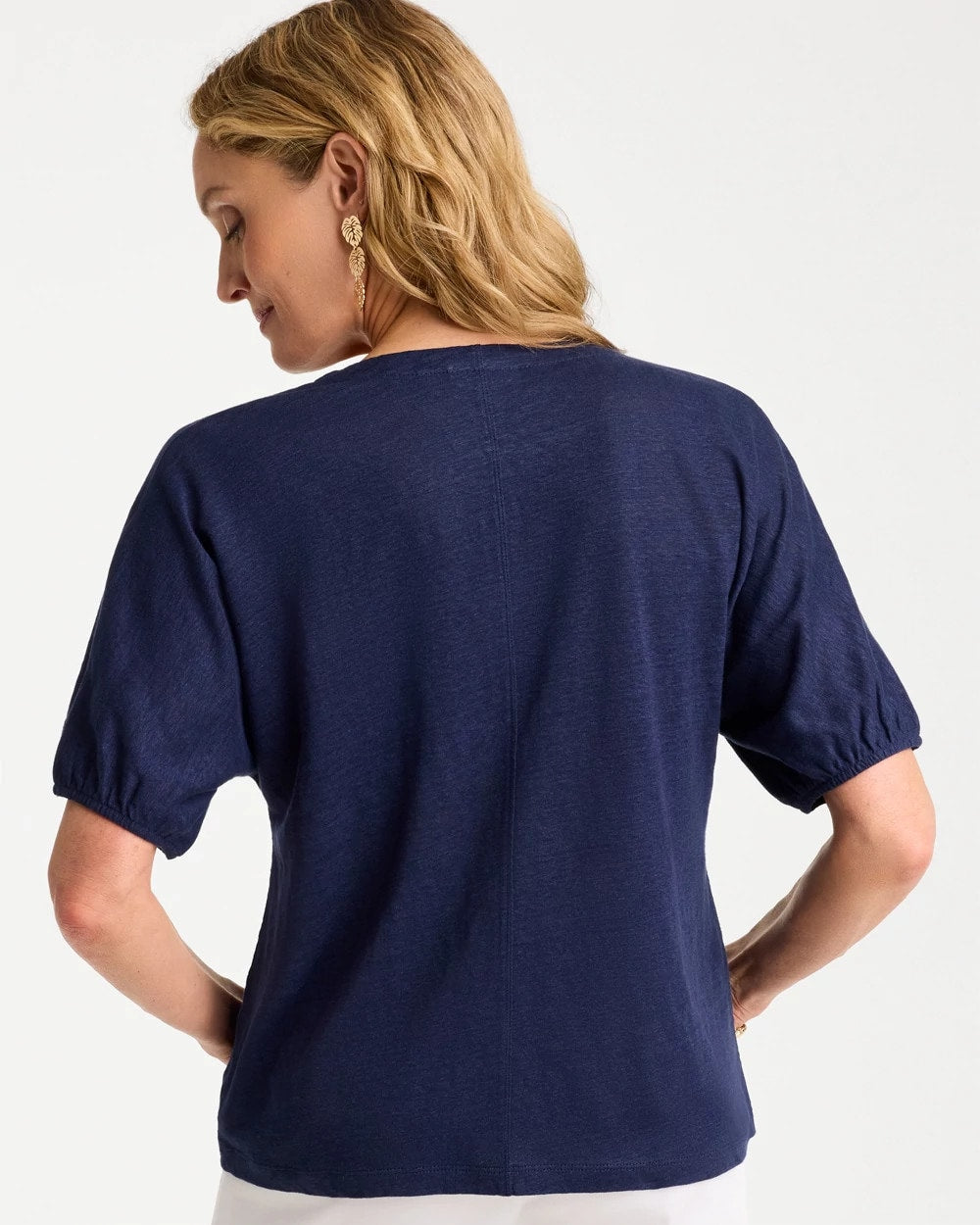 Chico's On Sale - Linen Ruched V-Neck Tee